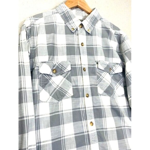 Duluth Trading Co. Men's Gray & White XL Lightweight Plaid Flannel Trim Fit - Picture 3 of 8